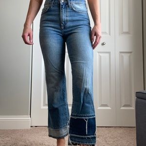 High waisted straight crop jeans
